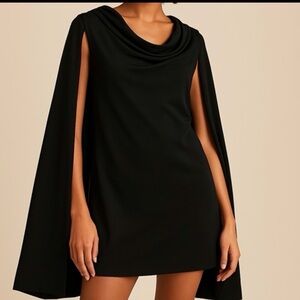 Anthropologie Black Mini Cape Dress